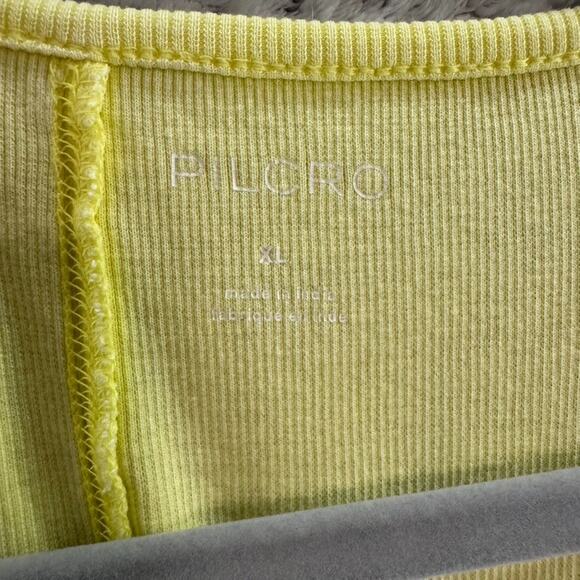 Pilcro Anthropologie Top Womens XL Yellow Rib Knit Square Neck Ruched Tie Tank - Picture 13 of 13